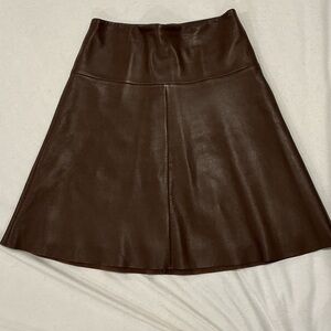 BCBGMaxAzria Chocolate Brown Leather A-Line Skirt